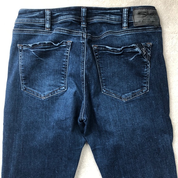 Silver Jeans Dark Indigo Avery Stretch Slim Bootcut Jeans Size 30 - Picture 11 of 15